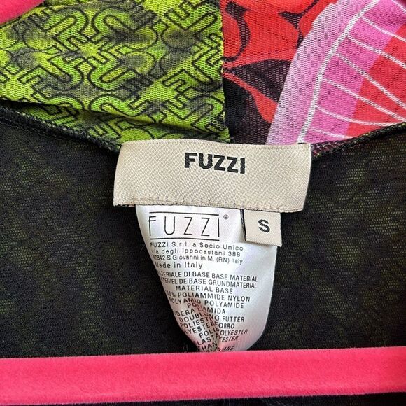 NWT FUZZI Tuta Sleeveless Tulle Stretch Abstract Print Jumpsuit in Strawberry S - Picture 8 of 11